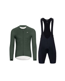 HOLOKOLO Koszulka kolarska z długim rękawem i spodnie - ELEVATE - czarny/zielony